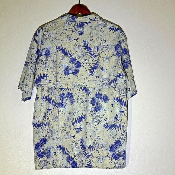 ExOfficio Men Shirt Large Buzz Off Insect Shield Vented Button Floral Hawaiian - Picture 2 of 12